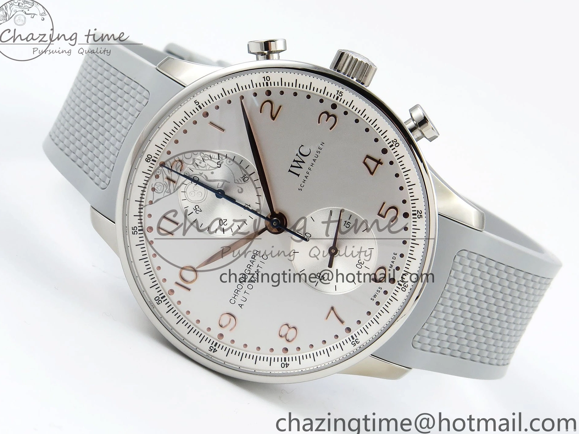 MIROTIME 0403 Portuguese Chrono IW3716 Z+F 1:1 Best Edition White Dial on Gray Rubber Strap A WrinkleFree 7014